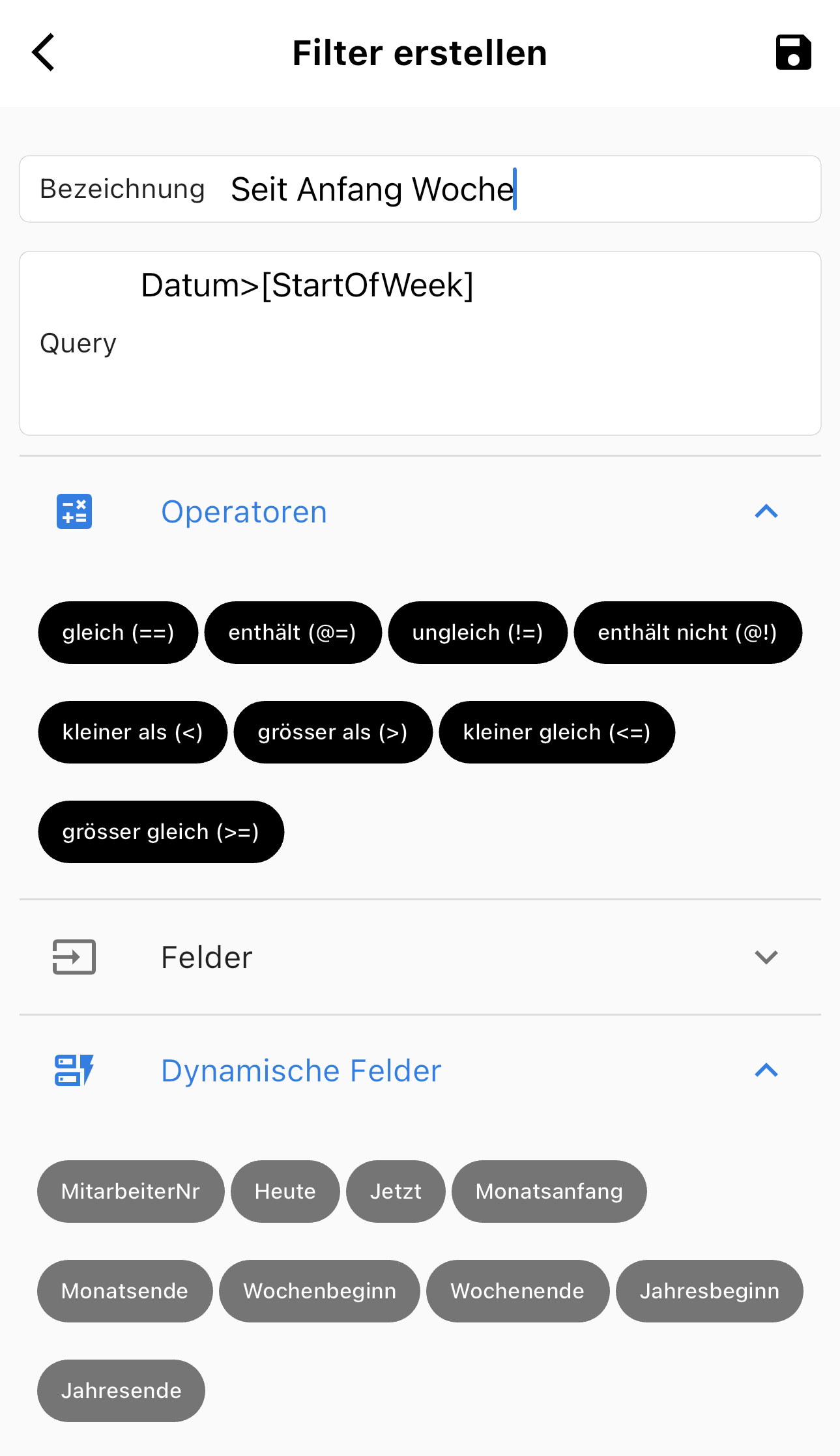 Proffix App Querybuilder