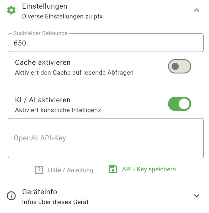 OpenAI in pfx App speichern