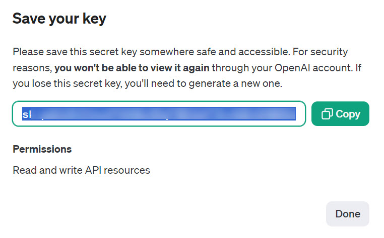 OpenAI API-Key speichern